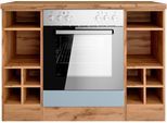 Herdumbauschrank KOCHSTATION "KS-Lana", blau (matt hellblau, wotaneiche), B:120cm H:86cm T:60cm, Holzwerkstoff, MDF, Schränke, Herdumbauschrank, Breite 120 cm