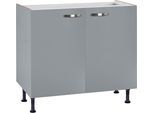 Spülenschrank KOCHSTATION "KS-Cara", grau (basaltgrau, basaltgrau), B:90cm H:87cm T:58,4cm, Schränke, Spülenschrank, Breite 90 cm