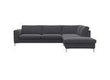 Ecksofa FLEXLUX "Fiore, super Sitzkomfort durch Kaltschaum im Sitz, L-Form", grau (dervit grau), B:273cm H:85cm T:225cm, 100% Polyester, Sofas, Ecksofa, breite Armlehnen, Füße Alu