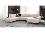 Wohnlandschaft HOME AFFAIRE "Caluna", beige (creme), B:334cm H:81cm T:235cm, Flachgewebe Mura: (100% Polyester);Luxus-Microfaser Vintageoptik (100% Polyester);Luxus-Mikrofaser (90% Polyester, 10% Polyamid), Sofas, Wohnlandschaft, Inkl.Sitztiefenverstellung, wahlweise mit Kopf- und Armteilverstellung