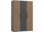 Drehtürenschrank WIMEX "Andorra by fresh to go", schwarz (graphit, akustikpaneel optik artisan eiche nachbildung), B:150cm H:216cm T:58cm, Holzwerkstoff, Schränke, Drehtürenschrank, Mit 3D-Leisten für Akustikpaneel-Optik