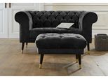 Hocker HOME AFFAIRE "Tinnum", schwarz, B:68cm H:45cm T:52cm, Luxus-Microfaser Vintageoptik (66% PU, 27% Polyester, 7% Baumwolle);Struktur weich( 97% Polyester, 3% Polyacryl), Hocker, Hocker