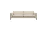 3-Sitzer FLEXLUX "Fiore, super Sitzkomfort durch Kaltschaum im Sitz", weiß (warm weiß), B:229cm H:85cm T:92cm, 100% Echteder, Sofas, 3-Sitzer, breite Armlehnen, Füße Alu+ Eiche