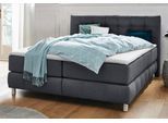 Boxspringbett HOME AFFAIRE "Salo", grau (anthrazit), B:174cm L:211cm, Struktur (100% Polyester);Bezug der Spiegelfläche Matratzendrell aus 100% Polyester;Samtoptik (100% Polyester), Komplettbetten, Boxspringbett, incl. Topper, 6 Breiten, 2 Härtegrade, TFK auch in Härtegrad 4