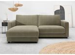 Ecksofa HOME AFFAIRE "Ecksofa Jiro, L-Form, große Sitztiefe, Breite 226 cm", oliv, B:226cm H:85cm T:190cm, 100% Polyester, Sofas, Ecksofa, lose Sitz- & Rückenkissen, weicher Polsteraufbau, komfortabel & modern
