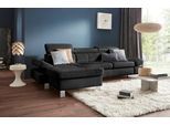 Ecksofa EXXPO - SOFA FASHION "Fiji, hochwertige Detailverarbeitung, Breite 292cm, L-Form", schwarz, B:292cm H:98cm T:167cm, Luxus-Kunstleder;Webstoff (100% Polyester);Webvelours (100% Polyester), Sofas, Ecksofa, bequem durch Kopf- und Armteilverstellung, wahlweise mit Bettfunktion