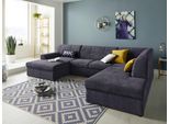 Wohnlandschaft DOMO COLLECTION "Topper, elegant & zeitlos, Breite 320cm, komfortabel, U-Form", blau (dunkelblau), B:320cm H:78cm T:213cm, Sofas, Wohnlandschaft, wahlweise mit Bettfunktion