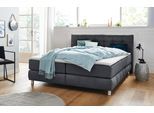 Boxspringbett HOME AFFAIRE "Salo XXL", grau (anthrazit), B:194cm L:231cm, Komplettbetten, Boxspringbett, in Samtoptik oder Struktur, 6 Breiten in Überlänge 220cm, 4 Härtegrade