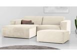Ecksofa INOSIGN "Koa,228cm, L-Form, Modulsofa, Webstoff, Cord, Struktur, Chenille", beige (natural), B:228cm H:88cm T:159cm, 100% Polyester, Sofas, Ecksofa, Designsofa, Set, Hocker inklusive, weicher Lounge-Sitzkomfort