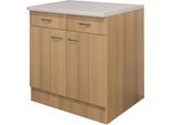 Unterschrank FLEX-WELL "Nano", braun (buche nachbildung), B:80cm H:85cm T:60cm, Holzwerkstoff, Schränke, Unterschrank, (B x H x T) 80 x 85/86 x 60 cm, für viel Stauraum