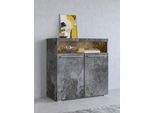 Kommode OTTO HOME "India, Breite 91cm, stilvolle Anrichte mit 2 Türen und offene Fach", schwarz (schiefer, schiefer), B:91cm H:92cm T:38,5cm, Sideboards, Kommode, Sideboard viel Stauraum, ohne Beleuchtung