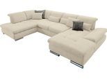 Wohnlandschaft "SO 4100 komfortable Federkernunterfederung, inkl. Kopfteilverstellung", beige (creme 01), B:365cm H:80cm T:225cm, SET ONE BY MUSTERRING, Sofas, Wohnlandschaft, wahlweise Bettfunktion und Sitztiefenverstellung, U-Form