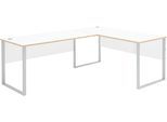 Schreibtisch INNOSTYLE "Memphis Eckschreibtisch, 223x77x170cm (B/H/T)", silber (weiß, artisan eiche, silber matt, weiß, artisan eiche), B:223cm H:77cm T:170cm, Tische, Schreibtisch, ABS-Kantenschutz, Soft Touch Oberfläche