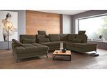Wohnlandschaft OTTO HOME "Costello U-Form, B: 363 cm mit Sitztiefen-, Armteilverstellung &", grün (olive), B:363cm H:89cm T:223cm, 100% Polyester;Samtoptik (100% Polyester), Sofas, Wohnlandschaft, 3 Nierenkissen, optional Bettfunktion & Bettkasten
