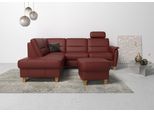 Ecksofa HOME AFFAIRE "Palmera L-Form, B: 236 cm", rot (merlot), B:236cm H:89cm T:212cm, Luxus-Microfaser (100% Polyester);Struktur (100% Polyester);Luxus-Microfaser in Lederoptik (100% Polyester), Sofas, Ecksofa, optional Bettfunktion & Bettkasten, Federkern