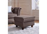 Polsterhocker HOME AFFAIRE "Reims", braun, B:57cm H:45cm T:50cm, Samtoptik (100% Polyester), Hocker, Polsterhocker, echte Chesterfield-Knopfheftung, Samtoptik mich changierender Optik