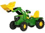 Tretfahrzeug ROLLY TOYS "John Deere 6210R", grün, Tretfahrzeuge, KinderB:53cm H:81cm T:142cm, Kunststoff, Tretfahrzeug, Kindertraktor mit Lader, B:53cm H:81cm T:142cm