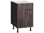 Spülenschrank WIHO KÜCHEN "Nisos", braun (front: aberdeen dunkel, korpus: schwarz), B:50cm H:86,5cm T:58cm, Schränke, Spülenschrank, 50 cm breit, mit verstellbaren Füßen, ohne Arbeitsplatte