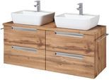 Doppelwaschtisch WELLTIME "Malibu", braun (eiche, eiche), B:120cm H:68cm T:48cm, Waschtische, Doppelwaschtisch, mit Soft-Close, Breite 120 cm