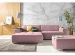 Ecksofa HOME AFFAIRE "Sapporo L-Form", rosa (altrosa), B:293cm H:78cm T:172cm, Struktur fein (100% Polyester);Luxus-Microfaser weich (90% Polyester, 10% Polyacryl);Struktur imprägniert (100% Polyester), Sofas, Ecksofa, wahlweise Bettfunktion oder Sitztiefenverstellung, Federkern