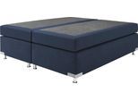 Boxspringbett "Holland", blau (navy), B:182cm L:201cm, Microvelours (100% Polyester), WESTFALIA SCHLAFKOMFORT, Komplettbetten, Boxspringbett, ohne Kopfteil, frei im Raum stellbar