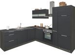 Winkelküche KOCHSTATION "KS-Luhe", grau (küche: grau, front: weiß matt, korpus: grafit, arbeitsplatte: betongrau), B:240cm T:60cm, Komplettküchen-Sets, Winkelküche, Stellbreite 240x270 cm, wahlweise mit oder ohne E-Geräten, MDF-Fronten