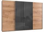 Schwebetürenschrank WIMEX "Level by fresh to go", grau (plankeneichefarben, grauglas), B:350cm H:216cm, Schränke, Schwebetürenschrank, mit Glastüren und Synchronöffnung