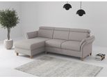 Ecksofa HOME AFFAIRE "Glendale, L-Form", silber, B:253cm H:84cm T:166cm, 100% Polyester, Sofas, Ecksofa, inkl. Kopfteilverstellung, wahlweise mit Vorziehsitz und Bettkasten