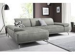 Ecksofa HOME AFFAIRE "Caluna", grau (hellgrau), B:269cm H:97cm T:174cm, Flachgewebe Mura: (100% Polyester);Luxus-Microfaser Vintageoptik (100% Polyester);Luxus-Mikrofaser (90% Polyester, 10% Polyamid), Sofas, Ecksofa, Inkl.Sitztiefenverstellung, wahlweise mit Kopf- und Armteilverstellung