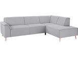 Ecksofa HOME AFFAIRE "Janek Scandic Design, elegant und zeitlos, L-Form", grau (hellgrau), B:263cm H:81cm T:191cm, Struktur fein ( 100% Polyester);Struktur weich (92% Polyester, 8% Nylon);Struktur fein ( 100% Polyester), Sofas, Ecksofa, mit Federkern und Keder in scandinavischem Design