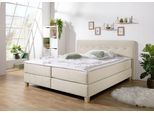 Boxspringbett HOME AFFAIRE "Fargo", beige, B:193cm L:227cm, Struktur fein (100% Polyester);Samtstoff (100% Polyester), Komplettbetten, Boxspringbett, in Überlänge 220 cm, mit Topper, 3 Ausführungen, 4, Breiten