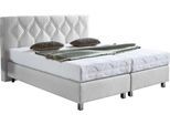 Boxspringbett "Phönix", weiß, B:175cm L:210cm, Bezug Bett: Microvelours (100% Polyester) oder Feinstruktur (100% Polyester);Bezug Bonnell-Federkernmatratze: 100% Polyester;Bezug Kaltschaummatratze: 100% Polyester;Bezug Tonnentaschenfederkernmatratze: 80% Baumwolle, 20%Polyester, WESTFALIA SCHLAFKOMFORT, Komplettbetten, Boxspringbett