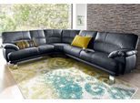 Ecksofa TRENDMANUFAKTUR "Cecilia in italienischem Design, modern und komfortabel, L-Form", grau, B:280cm H:87cm T:240cm, NaturLEDER (echtes Rindsleder) in Sitz und Rücken. Korpus in passendem Kunstleder SOFTLUX bezogen;Luxus-Microfaser ALCAZAR (100% Polyester);Kunstleder SOFTLUX;Microfaser PRIMABELLE (100% Polyester), Sofas, Ecksofa, bequeme Armlehnen, mit langem Schenkel