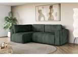 Ecksofa OTTO HOME "Zacharia wahlweise Schlafsofa mit Bettkasten, B/T/H 250/166/86 cm", grün (dunkelgrün), B:250cm H:86cm T:166cm, 100% Polyester, Sofas, Ecksofa, L-Form mit Wellenunterfederung, Ottomane rechts oder links bestellbar
