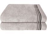 Duschtücher SCHIESSER "Skyline Color aus 100 % Baumwolle mit eleganter Streifenbordüre", grau (hellgrau), B:70cm L:140cm, Frottier, Frottier, Handtücher, Duschtücher, OEKO-TEX MADE IN GREEN