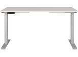 Schreibtisch GERMANIA "GW-Agenda elektrisch höhenverstellbar (72-120 cm)", silber (lichtgrau, silber, silber, lichtgrau), B:140cm H:120cm T:80cm, Tische, Schreibtisch, mit Memory-Funktion & USB-Ladestation, verschiedenen Breiten