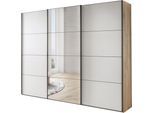 Schwebetürenschrank WIEMANN "Phoenix, Made in Germany, modernes Design, Highlight, Blickfang", bianco, eiche, nachbildung, B:295cm H:217cm T:67cm, Schränke, Schwebetürenschrank, maximaler Staurraum, inkl.Einlegeböden, Wäscheböden u. Dämpfer