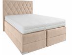 Boxspringbett, beige (dunkelbeige), B:210cm L:212cm, Bezug der Obermatratze: 100% Polyester, Bezug abnehm- und waschbar bis 60C;Unterbox und Kopfteil: Microvelours-Bezug (100% Polyester), WESTFALIA SCHLAFKOMFORT, Komplettbetten, Boxspringbett