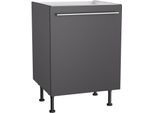 Spülenschrank KOCHSTATION "KS-Bern2", grau (anthrazit, anthrazit), B:60cm H:87cm T:58,4cm, Holzwerkstoff, Schränke, Spülenschrank, Breite 60 cm, 1 Tür