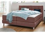 Boxspringbett HOME AFFAIRE "Salo", braun, B:214cm L:211cm, Struktur (100% Polyester);Bezug der Spiegelfläche Matratzendrell aus 100% Polyester;Samtoptik (100% Polyester), Komplettbetten, Boxspringbett, incl. Topper, 6 Breiten, 2 Härtegrade, TFK auch in Härtegrad 4