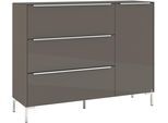 Sideboard "Reno", grau (anthrazit matt lack, glas anthrazit glanz), B:137cm H:108cm T:42cm, Glas, Holzwerkstoff, SET ONE BY MUSTERRING, Sideboards, Sideboard, Mit Winkelfuß in diversen Farben, 108 cm Höhe & Farbauswahl