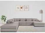 Wohnlandschaft OTTO HOME "Enid U-Form", beige, B:460cm H:75cm, Baumwollmix (60% Baumwolle/40% Leinen);Struktur fein (100% Polyester);Samtoptik (100% Polyester);Samtvelours (100% Polyester);Struktur (100% Polyester);Struktur recycelt (100% recyceltes Polyester), Sofas, Wohnlandschaft, 6 Teile, bestehend aus Modulen, in vielen Bezügen, auch in Breitcord