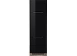 Kühlumbauschrank KOCHSTATION "KS-Brindisi", schwarz (schwarz hochglanz, eiche vintage), B:60cm H:200cm T:60cm, MDF, Schränke, Kühlumbauschrank, 60 cm breit, 200 cm hoch, hochwertige MDF Fronten