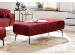 Polsterhocker W.SCHILLIG "run", rot (ruby rot z73), B:150cm H:46cm T:60cm, Longlife Xtra-Leder Z73: Naturwalkleder der Luxusklasse aus den erlesensten Rohhäuten. Hautstärke 1, 1 – 1, 3 mm;ROHLEDER Chenille-Flachgewebe Q2 W77 (68% Polyacryl, 32% Polyester);Stoff S37 (100% Polyester), Hocker, Polsterhocker, mit Holzsockel, Füße in Schwarz pulverbeschichtet, Breite 150 cm