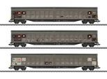 Güterwagen MÄRKLIN "Schiebewandwagen-Set Habbins 354 - 48067", braun (grau), Modelleisenbahn-Fahrzeuge, Kinder, Kunststoff, Metall, Güterwagen
