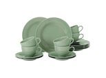 Geschirr-Set SELTMANN WEIDEN "Kaffeeservice Beat Color Glaze 18er Set", grün (salbeigrün), Porzellan, Geschirr-Sets, Geschirr-Set