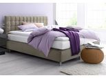 Boxspringbett, beige, B:155cm L:210cm, Microvelours (100% Polyester);Strukturstoff (77% Polyester und 23% Viskose);Bonnell-Federkern-Matratzenbezug: 100% Polyester;Kaltschaum-Matratzenbezug: Frottee 100% Polyester, WESTFALIA SCHLAFKOMFORT, Komplettbetten, Boxspringbett