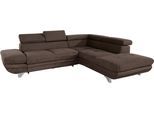 Ecksofa COTTA "Enterprise L-Form", braun (espresso), B:273cm H:72cm T:237cm, Struktur (100% Polyester );Chenille (90% Polyester; 10% Polyamid ), Sofas, Ecksofa, mit Arm- & Kopfteilverstellung, wahlweise mit Bettfunktion