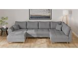 Wohnlandschaft HOME AFFAIRE "CHARRE U-Form mit Ottomane, Maße B/T/H: 310/161/81 cm", grau, B:310cm H:81cm T:161cm, 92% Polyester, 8% Nylon, Sofas, Wohnlandschaft, feine Steppung, lose Rücken- und Zierkissen, auch in Cord und Bouclé