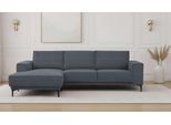 Ecksofa OTTO HOME "Polsterecke Oland, Struktur, Flachgewebe, Luxus-Microfaser, Boucle", dunkelgrau, B:280cm H:85cm T:152cm, 92%PES 8%NY, Sofas, Ecksofa, L-Form, 280 cm, Wellenunterfederung, Skandi-Design, Metallfüße